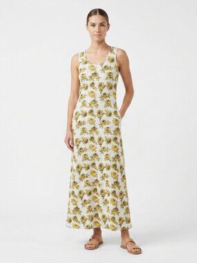 LuLaRoe Yellow White Floral Floor Length Maxi Dress Large